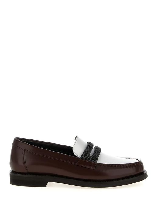 Brunello Cucinelli White Two-Tone Loafers