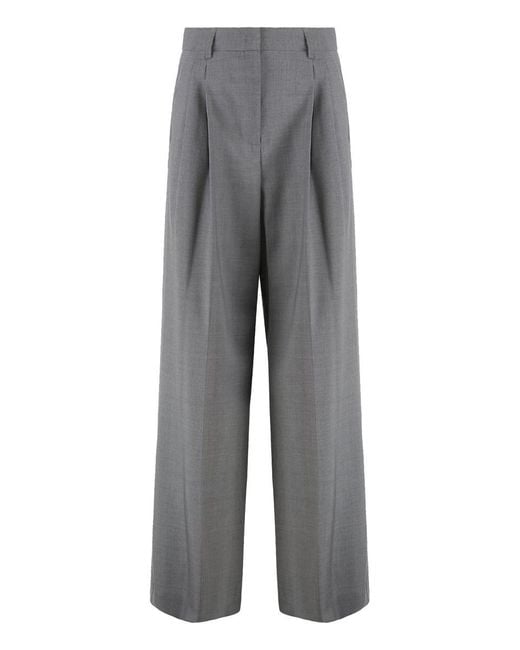 Weekend by Maxmara Gray Adelfi Virgin Wool Trousers