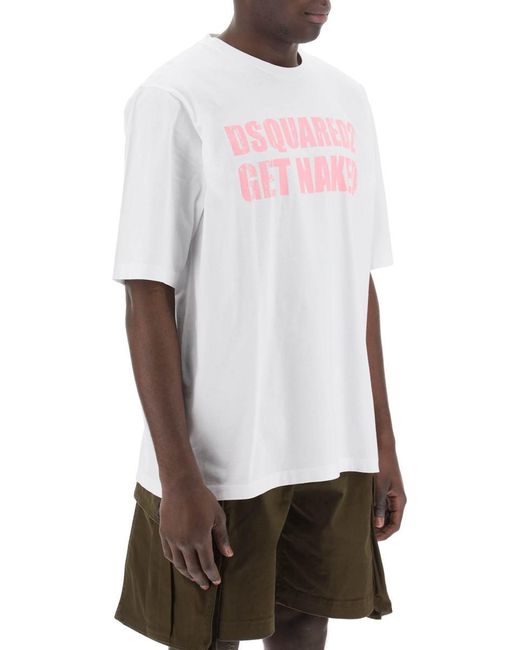 DSquared² Pink Skater Fit Printed T Shirt for men