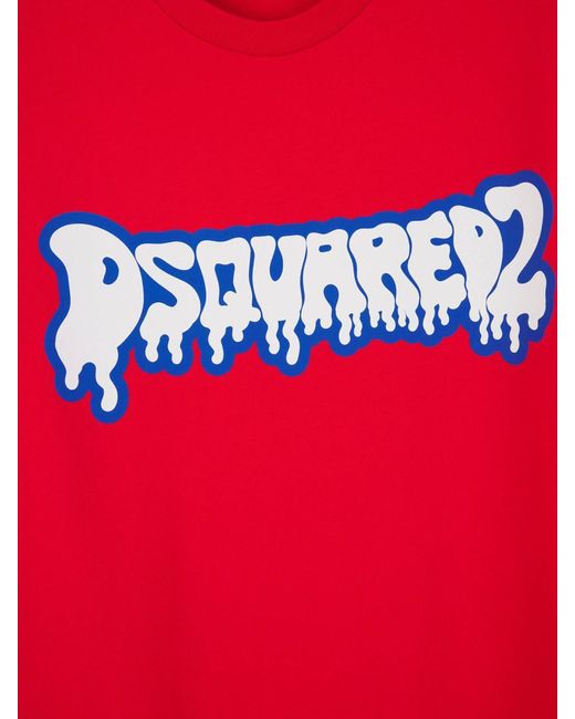 DSquared² Red Cotton Printed T-Shirt for men