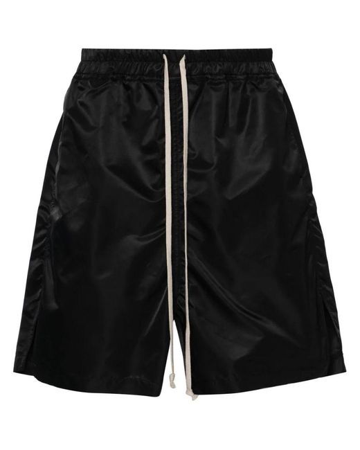 Rick Owens Black Drawstring-waist Drop-crotch Shorts for men