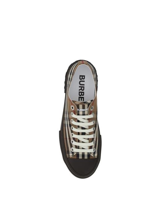 Vintage Check Cotton and Suede Sneakers in Birch Brown - Men