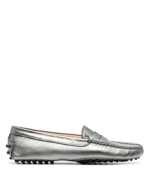 Tod's White Gommino Driving Leather Loafers