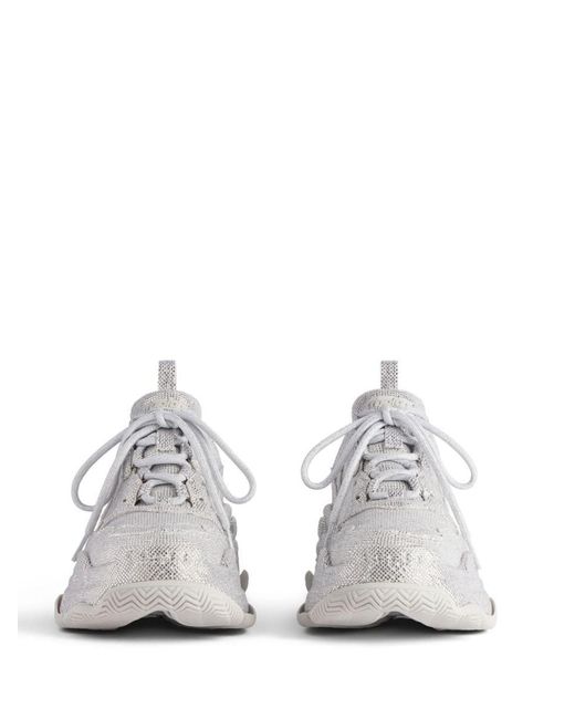 Balenciaga White Triple S Rhinestone-embellished Sneakers
