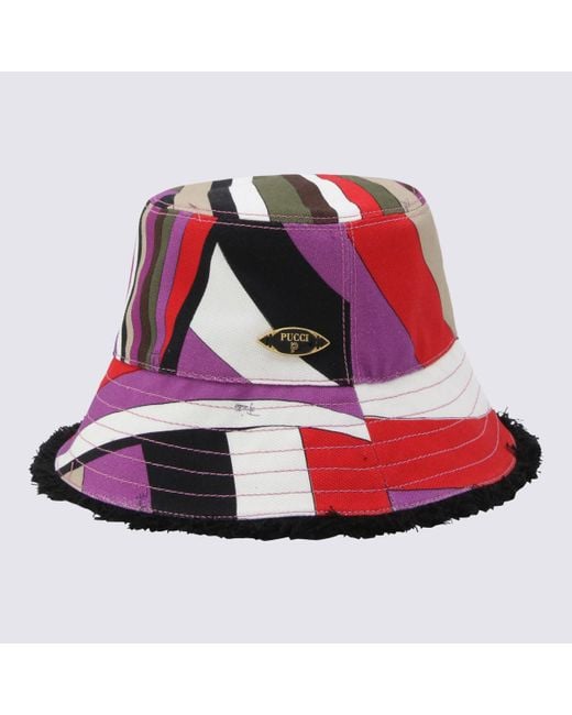 Emilio Pucci Red Multicolor Cotton Hat