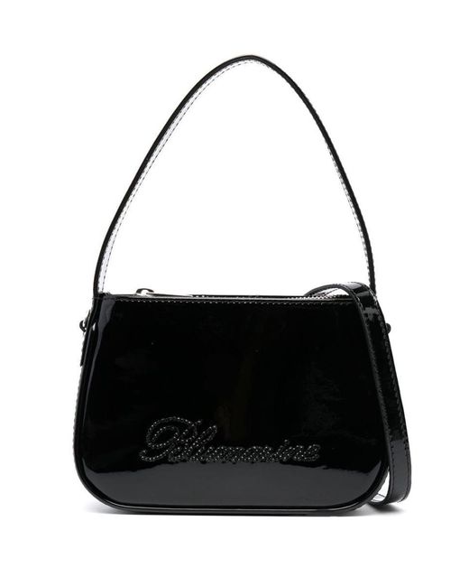 Blumarine Black Logo Patent Leather Top-handle Bag