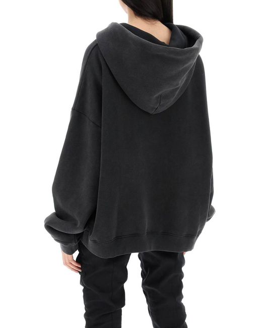 Acne Black Hooded Sweatshirt With Graphic Print