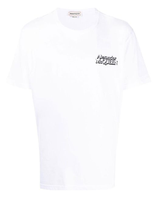 Alexander McQueen White Alexander Mc Queen Logo-print T-shirt for men