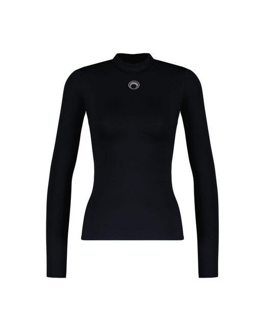 MARINE SERRE Black High Neck Moon Crystal Top
