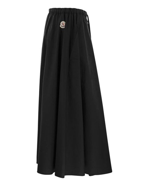 Moncler Black Poplin Maxi Skirt