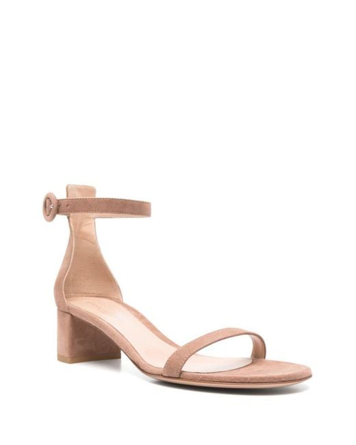 Gianvito Rossi Pink Elegant Ankle Strap Block Heel Sandals