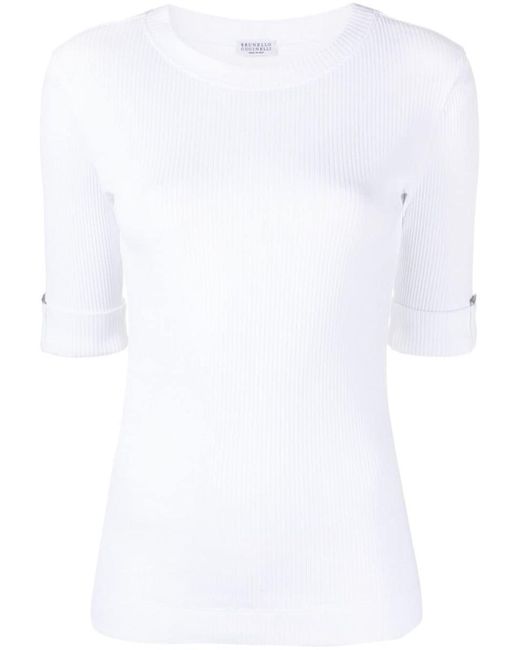 Brunello Cucinelli White Knit T-Shirt