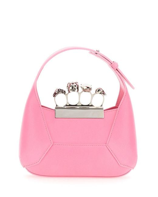 Alexander McQueen Pink Jewelled Mini Hobo Bag