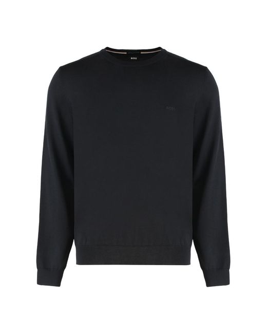 Boss Black Virgin Wool Crew-neck Sweater for men