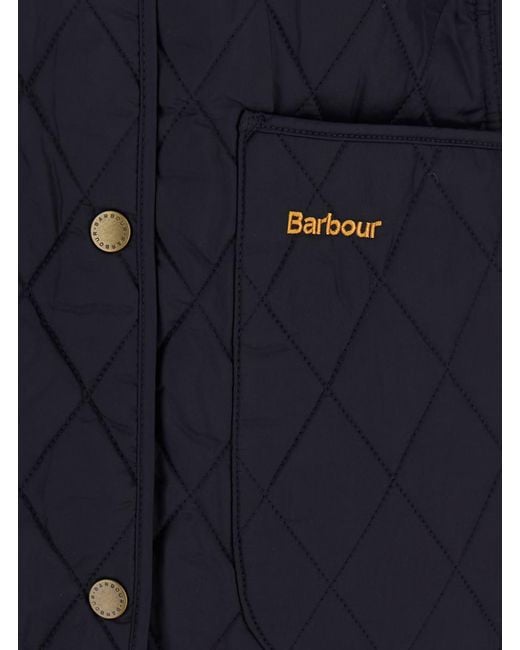 Barbour Blue Quilted Jacket With Contrast Collar In Tech Fabric Woman