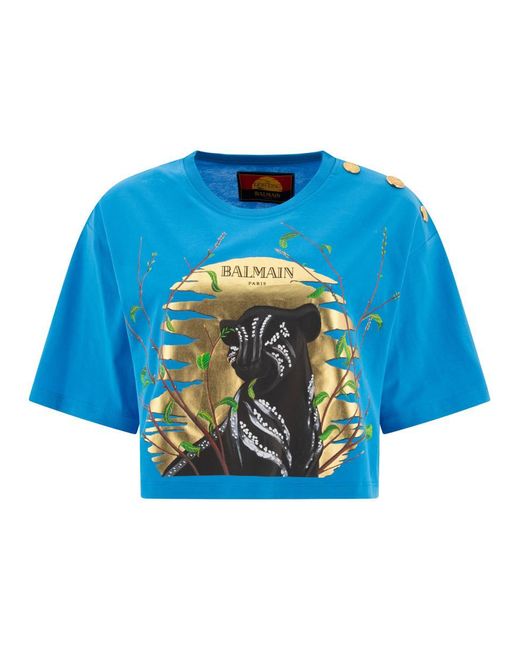 Balmain Blue The Lion King Graphic Cotton Tee