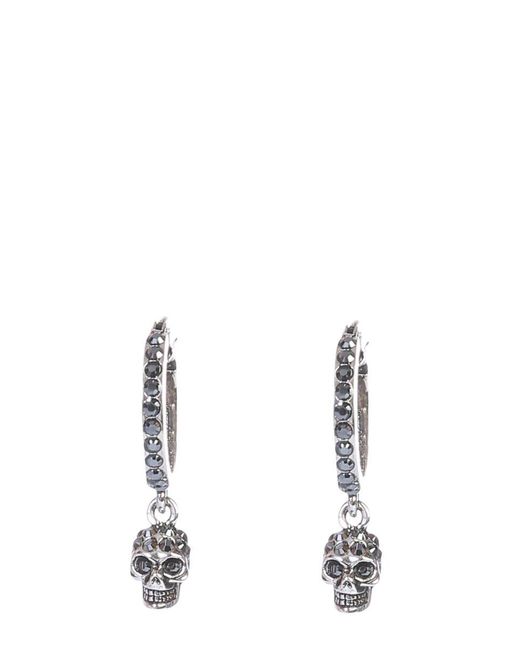 Alexander McQueen Metallic Pave Skull Earrings
