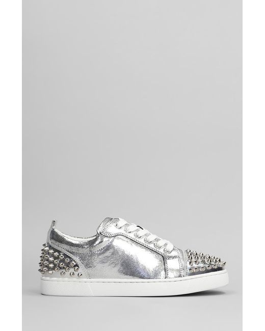 Christian Louboutin White Louise Junior Spikes Sneakers