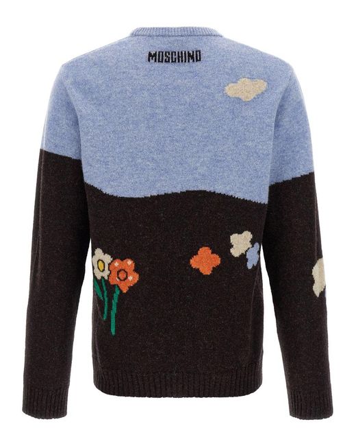 Moschino Blue Shetland Wool Sweater for men