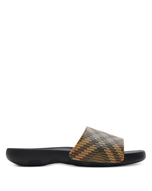 Burberry White Dive Check Sandals