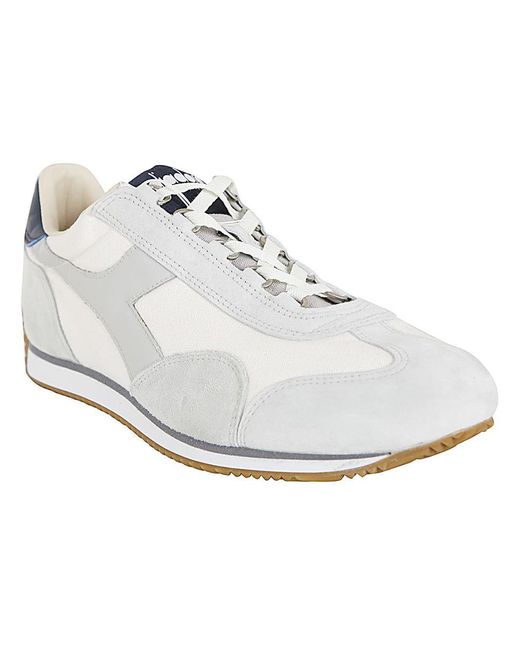 Diadora White Equipe H Canvas Stone Wash Sneaker Shoes for men