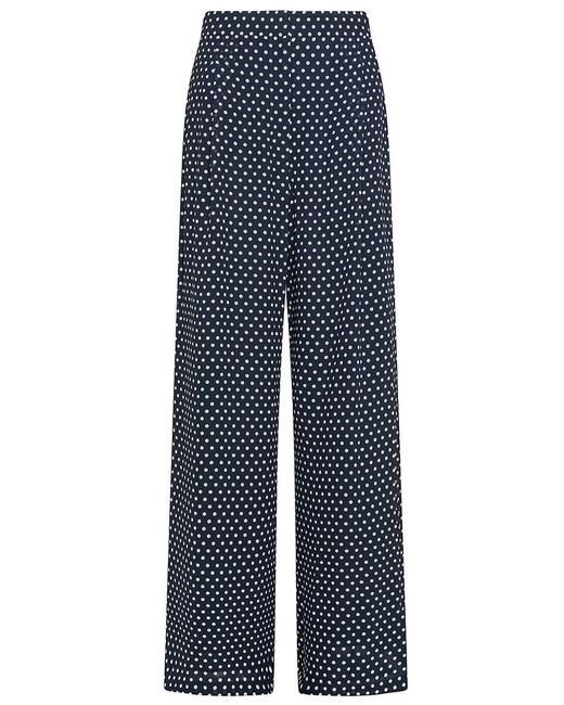 Michael Kors Blue Wide Leg Pants With Polka Dot Print