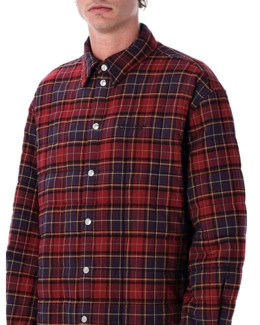 Off-White c/o Virgil Abloh Red Padded Check Cotton Shirt Jacket With Logo for men