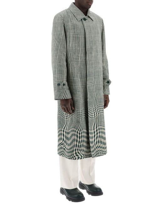 Burberry Gray Houndstooth Car Coat With for men