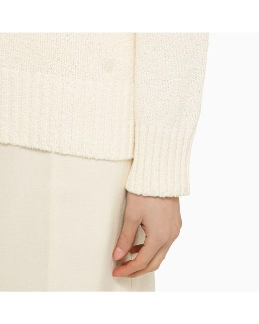 Loulou Studio White Cotton-Blend Crew-Neck Sweater