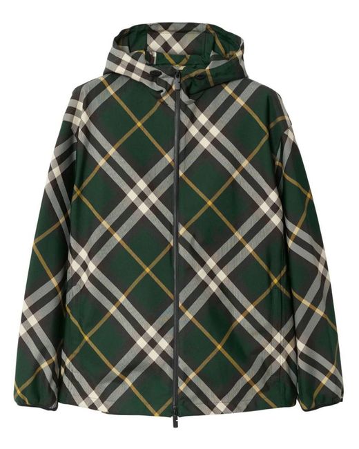 Burberry Green Check Hooded Jacket for men