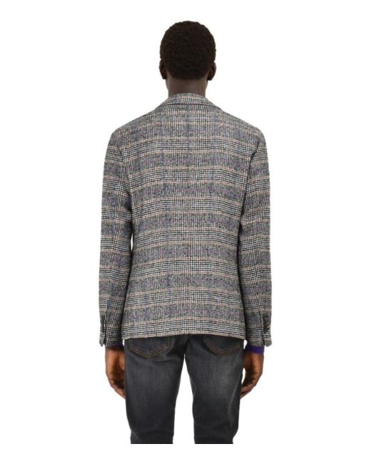 Manuel Ritz Gray Prince Of Wales Single Breasted Jacket for men