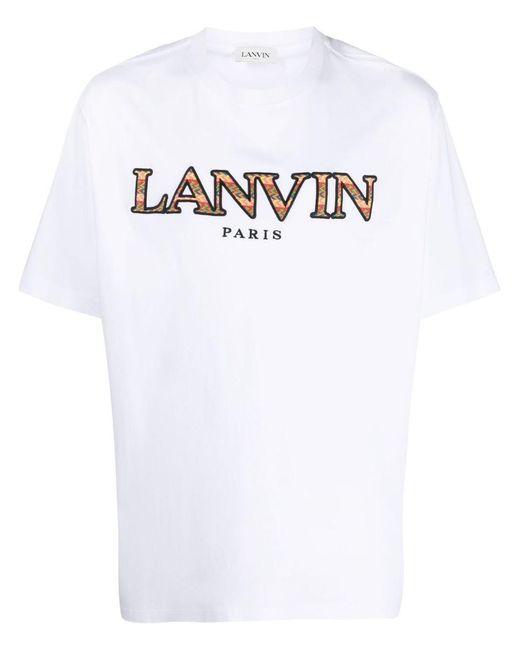 Lanvin White Logo Cotton T-shirt for men