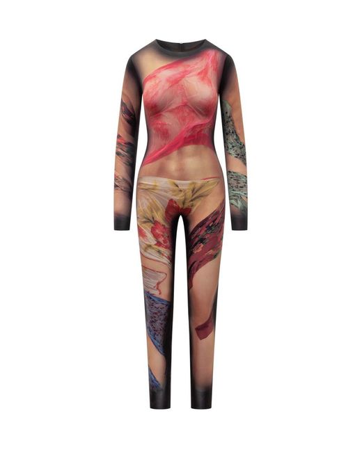 MARINE SERRE Red Recycled Catsuit