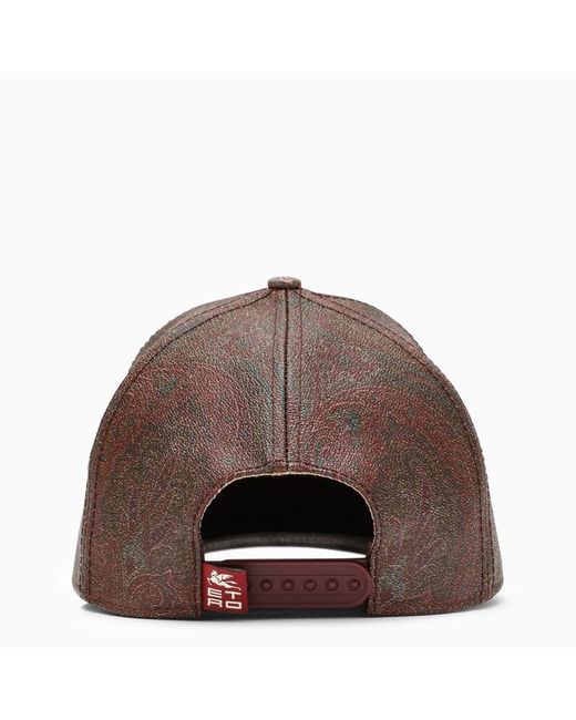 Etro Brown Paisley Hat In Coated Canvas for men