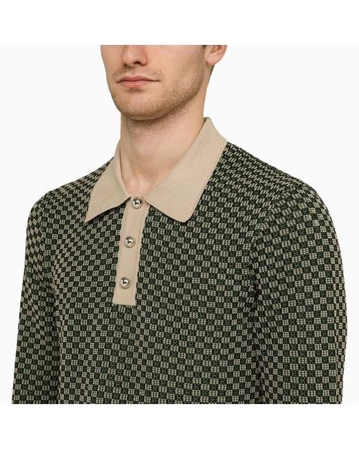 Wales Bonner Green Jacquard Long-Sleeved Polo Shirt for men