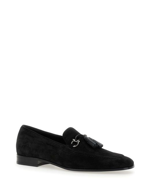 Ferragamo Black 'Besile 2' Loafers With Gancini And Cord Detail for men