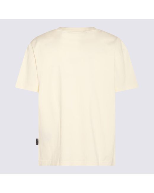 Palm Angels Natural Cream And Cotton T-Shirt for men