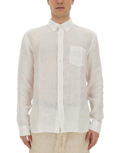120% Lino White Regular Fit Shirt for men