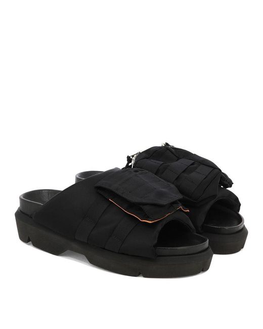 Sacai Black "Pocket" Sandals for men