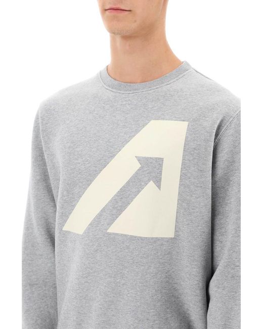 Autry Gray Crew-neck Sweatshirt With Logo Print for men