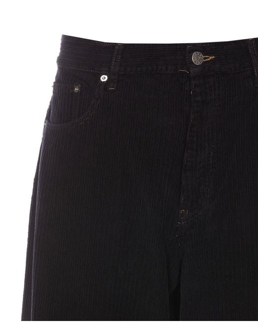 sunflower Black Wide-Leg Cotton Button-Fly Pants for men