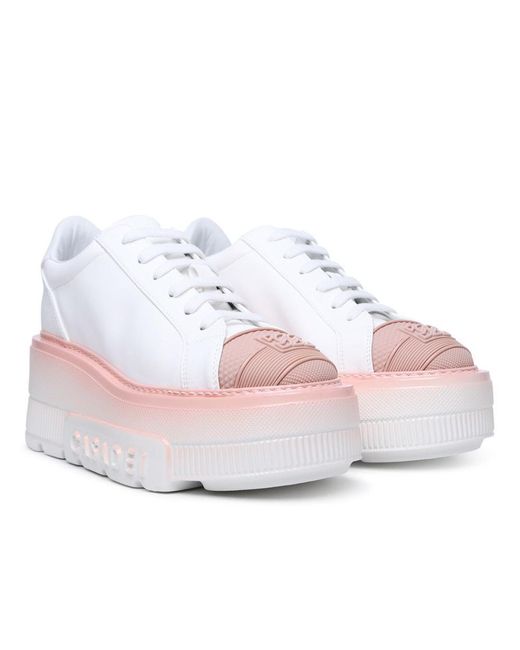 Casadei Pink 'nexus' Sneakers In White Recycled Fabric