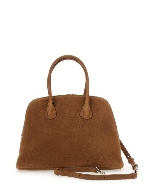 OSOI Brown 'Zip Brocle' Handbag With Belt With Metal Buckle And Top Shoulder Strap
