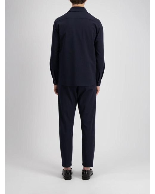 Harris Wharf London Blue Plain Button Overshirt for men