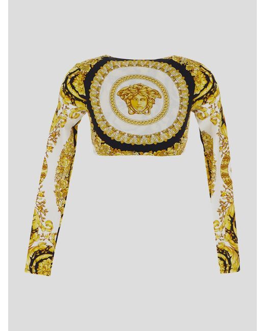 Versace Multicolor Underwear Baroque Cropped Top