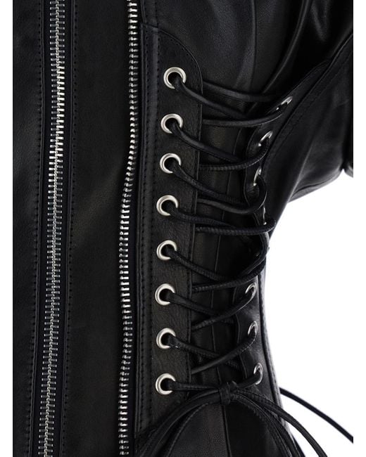 DSquared² Black 'Ducati X D2' Bodysuit Styled Jacket With Criss-Crossed Laces And Maxi Logo Lettering On The Rear
