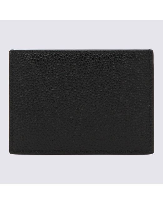 Thom Browne Black Leather Card Holder for men