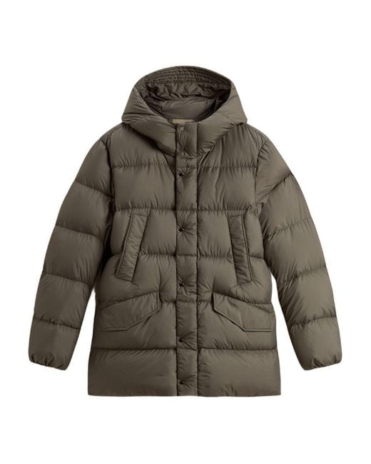 Woolrich Gray Short Down Jacket for men