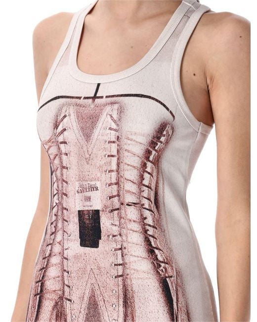 Jean Paul Gaultier Red Corset Trompe L'Oeil Knit Dress