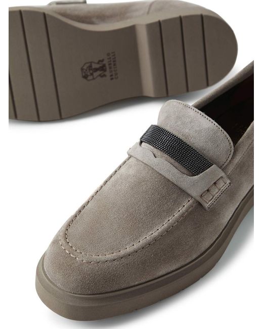 Brunello Cucinelli Gray Loafers Shoes